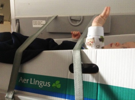 The bassinet on Aer Lingus was a cardboard box. Did the trick, though!