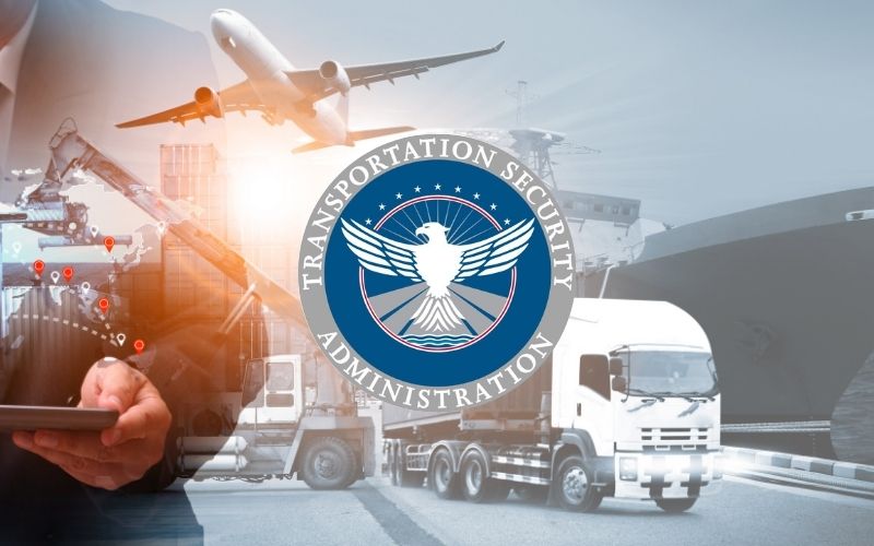 Image of different kinds of transportation with text overlay that reads Transportation Security Administration
