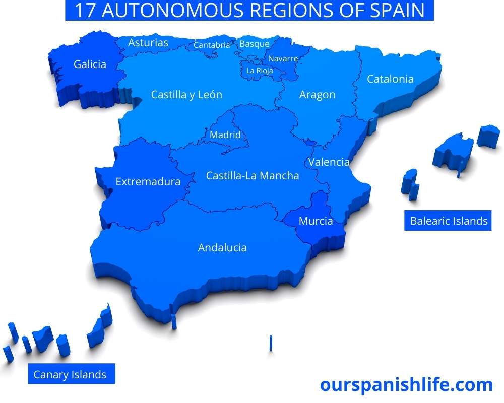 Map of the autonomous regions of Spain