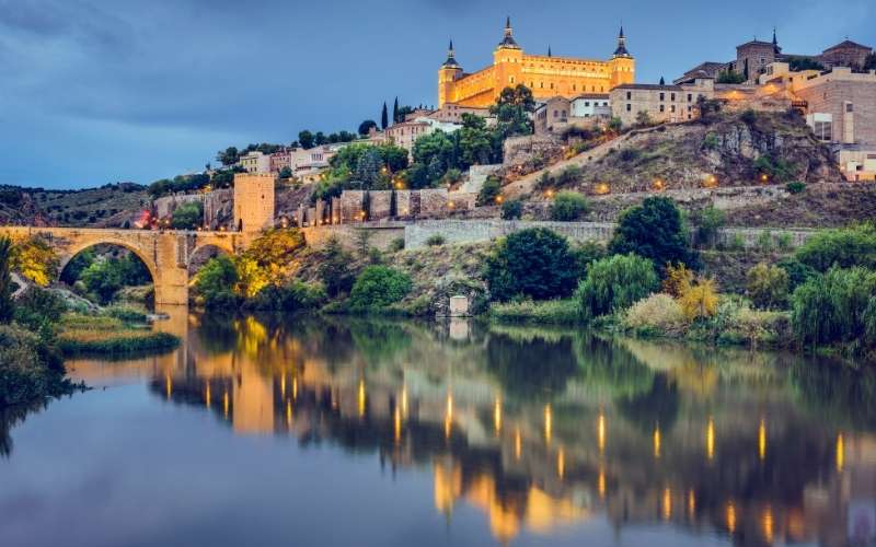 Toledo, Spain town skyline on the Tagus river