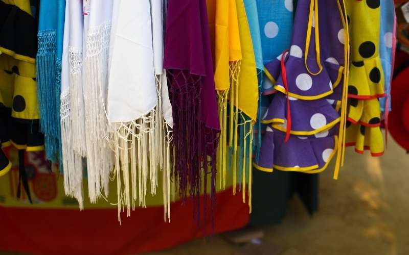 Spanish scarfs on a local market, Sevilla, Spain