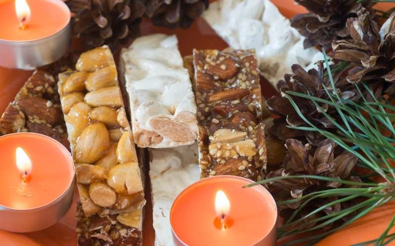 pieces of turrón spanish christmas dessert