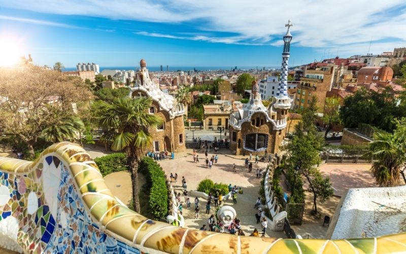 Image of a large area with different colorful buildings and landscape