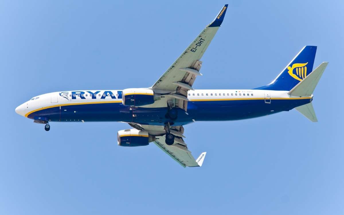 A Ryanair plane flying