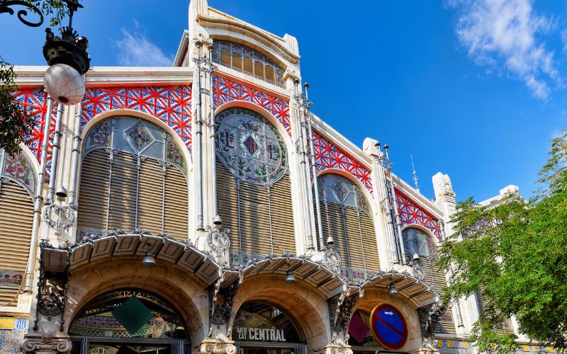 A large building of central market in Valencia, Spain