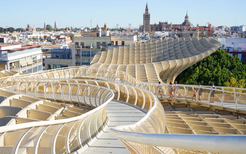 Cityscape of Seville, Spain as seen from Metropol Parasol