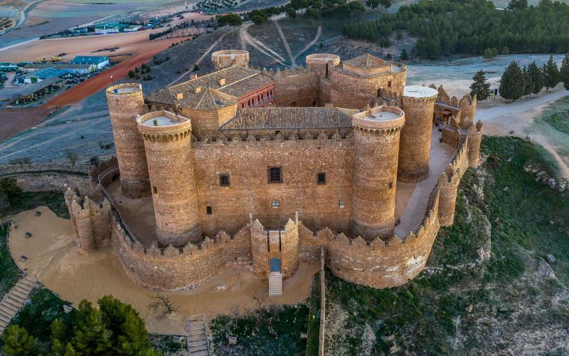 Aerial view of Belmonte Castle from Spain